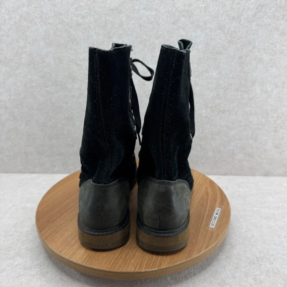 Sorel Boots Black Leather Suede Lace Up 8 Mid Calf Gorpcore Winter‎ Rugged Cozy
